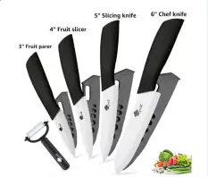 Set de cuchillos de cocina de cerámica + Pelador Set de cuchillos de cocina de cerámica + Pelador