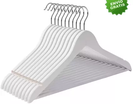 Set de 6 Perchas de madera blanca Set de 6 Perchas de madera blanca