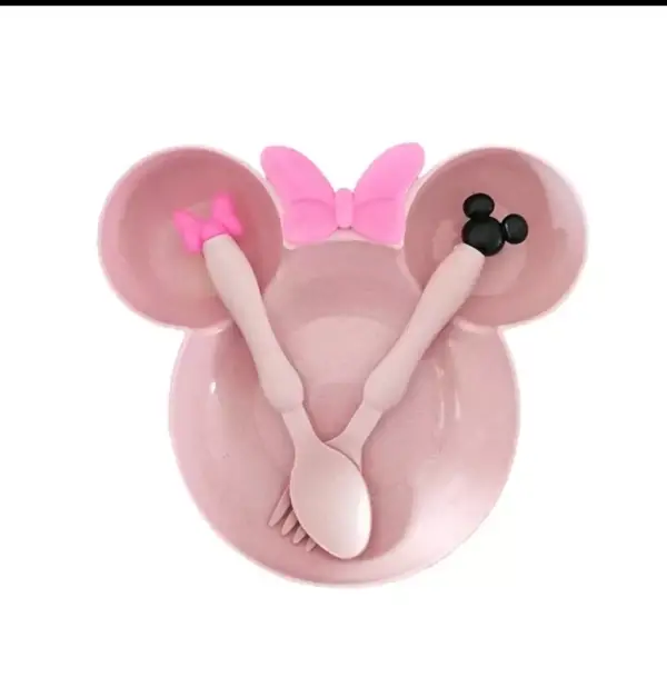 Plato y cubierto de Minnie y Mickey Plato y cubierto de Minnie y Mickey
