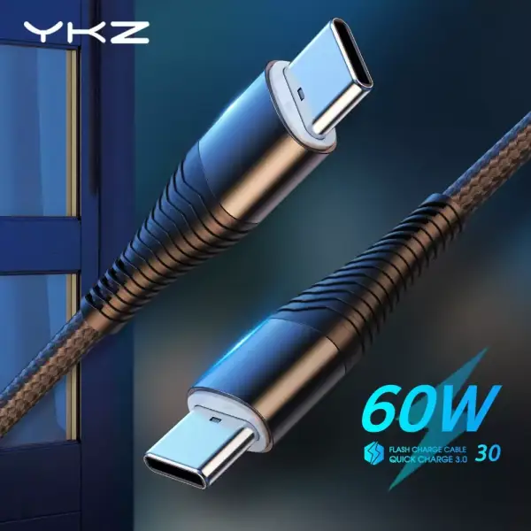 Cable USB-C a USB-C 60W YKZ 1Metro Cable USB-C a USB-C 60W YKZ 1Metro