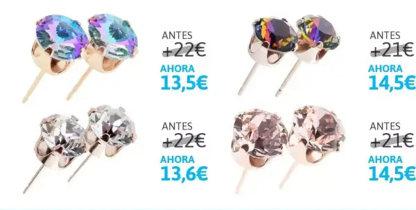 Pendientes de oro rosa con cristal de Swarovski. Pendientes de oro rosa con cristal de Swarovski.