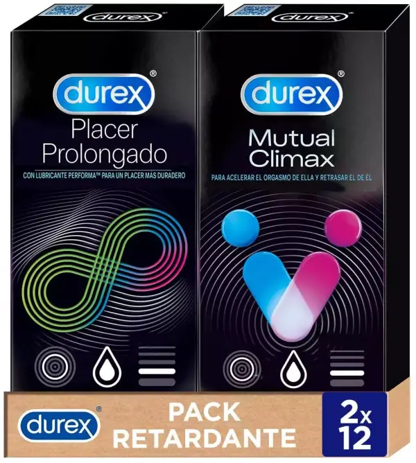 Durex Pack Preservativos Placer Prolongado + Mutual Climax - 24 Condones Durex Pack Preservativos Placer Prolongado + Mutual Climax - 24 Condones