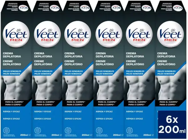 Veet for Men Crema depilatoria 6 x 200 ml Veet for Men Crema depilatoria 6 x 200 ml