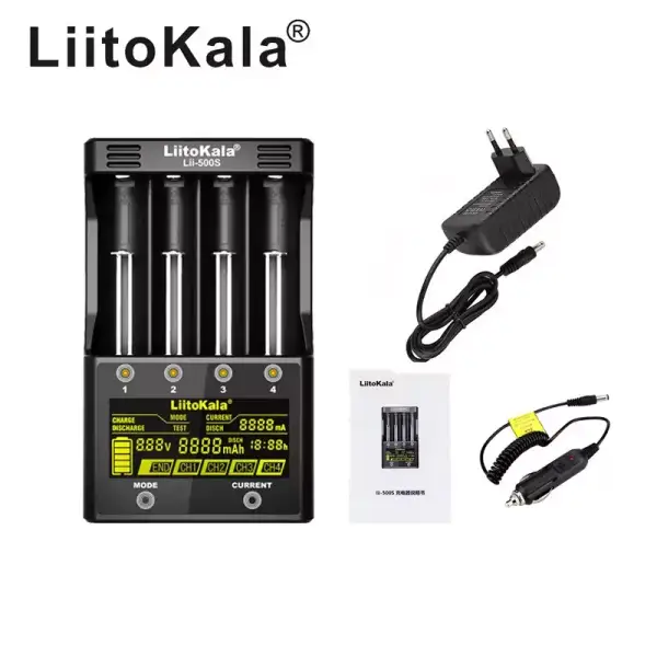 Cargador de baterías con adaptador coche Cargador de baterías con adaptador coche