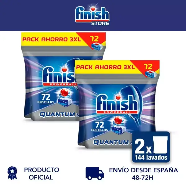 Finish Powerball Quantum 2x72 lavados Finish Powerball Quantum 2x72 lavados