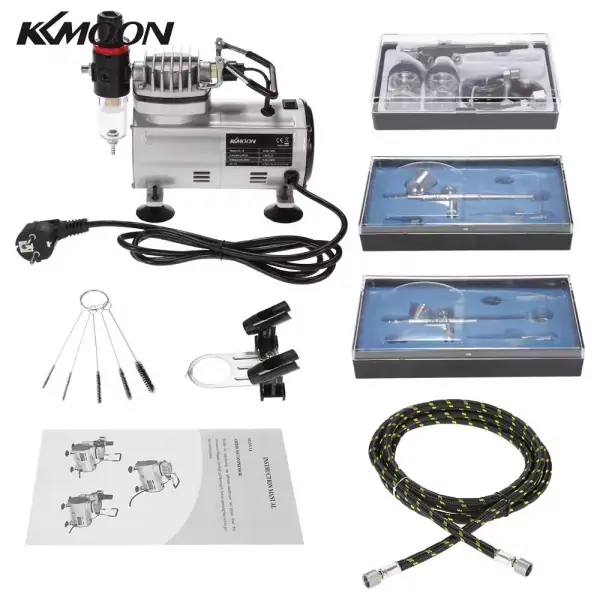 Kit de 3 aerógrafos profesionales + Compresor + Accesorios Kit de 3 aerógrafos profesionales + Compresor + Accesorios