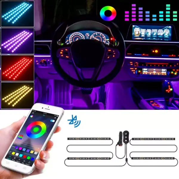4 Tiras LED 5050 para Coche Bluetooth 4 Tiras LED 5050 para Coche Bluetooth