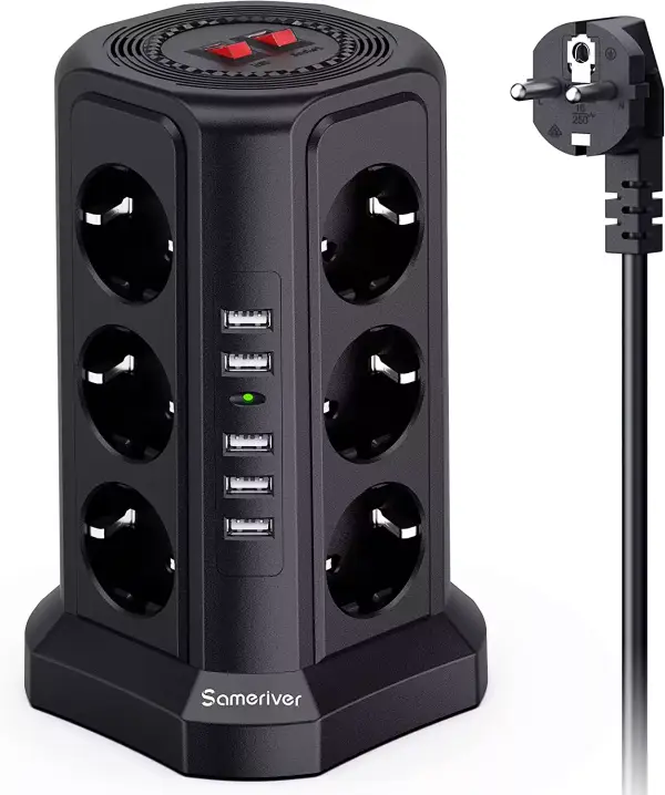 Regleta vertical 12 enchufes + 5 USB Regleta vertical 12 enchufes + 5 USB