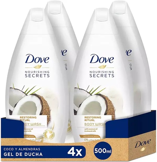 Gel de ducha coco y almendras Dove 4x500ml Gel de ducha coco y almendras Dove 4x500ml