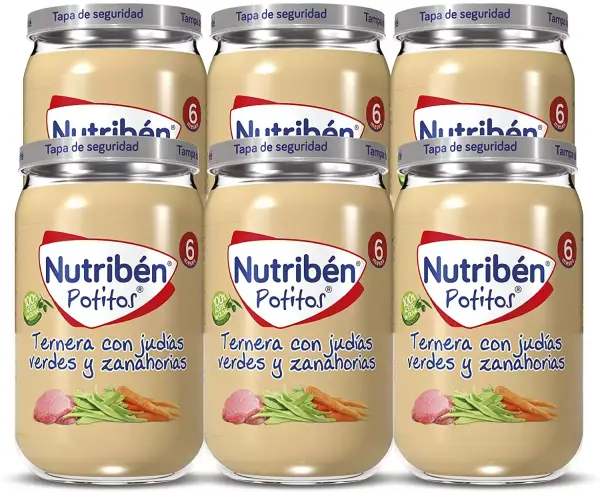 Potitos de ternera con judías verdes y zanahoria Nutribén Pack 6x235gr Potitos de ternera con judías verdes y zanahoria Nutribén Pack 6x235gr