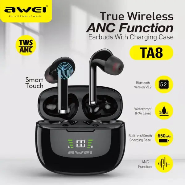 Auriculares TWS Awei TA8 ANC Auriculares TWS Awei TA8 ANC