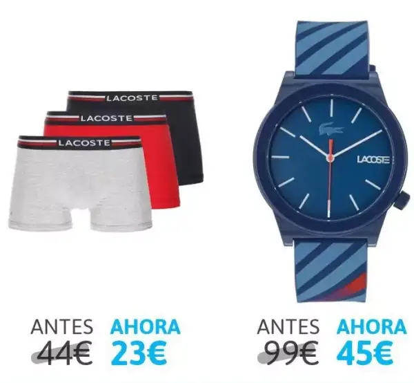 Hasta 72% de dto. en ropa interior y relojes Lacoste Hasta 72% de dto. en ropa interior y relojes Lacoste