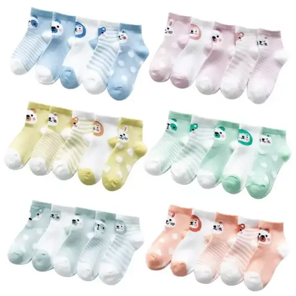 5 Pares de calcetines de algodón para bebé 5 Pares de calcetines de algodón para bebé