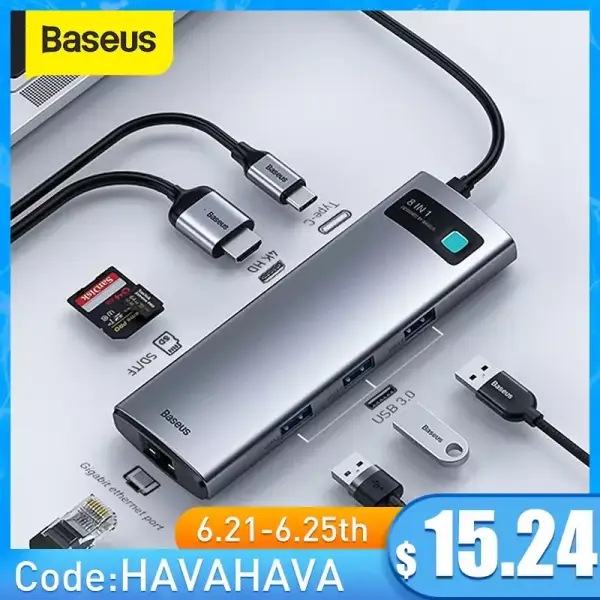 HUB Usb-C 8en1 hasta 100W HUB Usb-C 8en1 hasta 100W