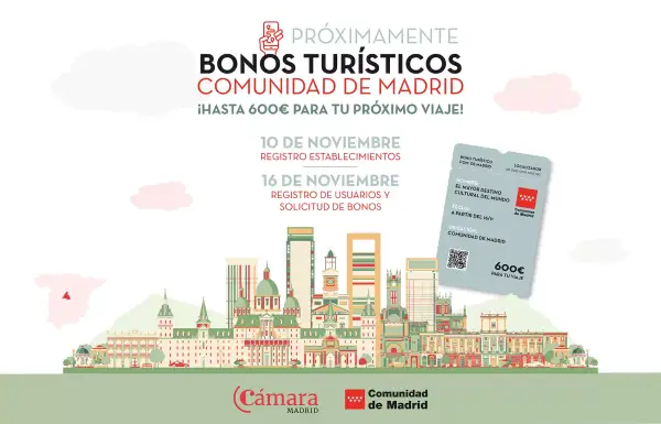 Bono turístico Comunidad de Madrid hasta 600€ (a partir del 16 de noviembre) Bono turístico Comunidad de Madrid hasta 600€ (a partir del 16 de noviembre)