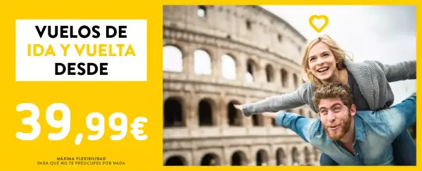 Vuelos de ida y vuelta desde 39,9€ o 6.675 Avios Vuelos de ida y vuelta desde 39,9€ o 6.675 Avios