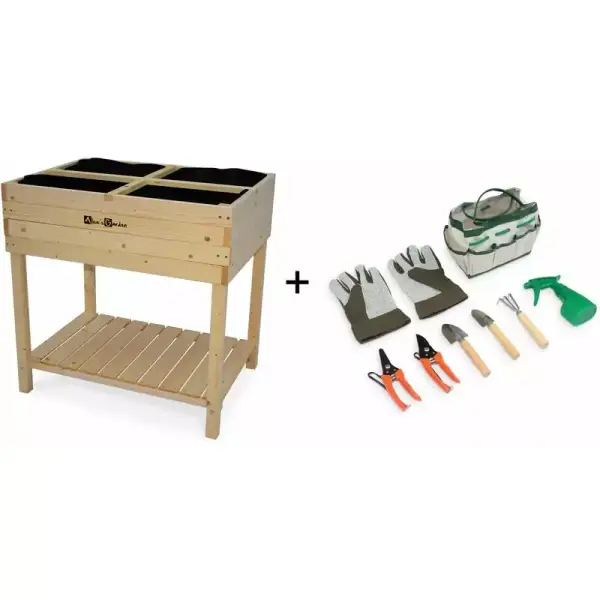 Huerto de jardín 80x60x80cm + kit completo de herramientas Huerto de jardín 80x60x80cm + kit completo de herramientas