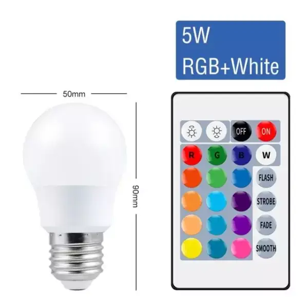 Bombilla RGB+Blanco 5W con mando Bombilla RGB+Blanco 5W con mando