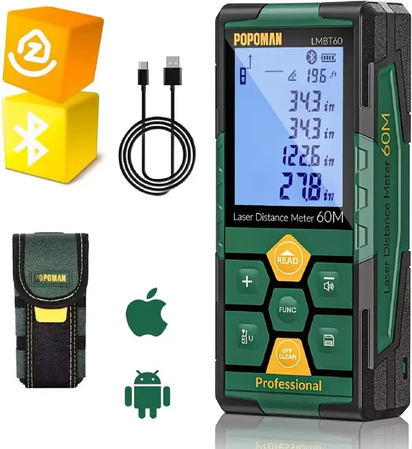 Medidor Láser 60m Popoman Bluetooth + App Medidor Láser 60m Popoman Bluetooth + App