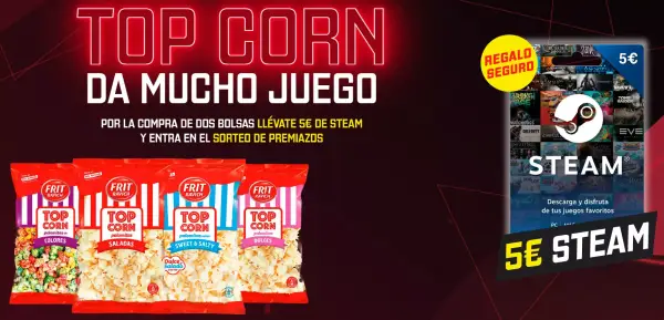 5€ Steam por la compra de 2 Bolsas de palomitas 5€ Steam por la compra de 2 Bolsas de palomitas