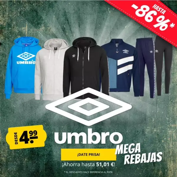 Hasta 86% Dto. en articulos marca Umbro en Deporte Outlet Hasta 86% Dto. en articulos marca Umbro en Deporte Outlet