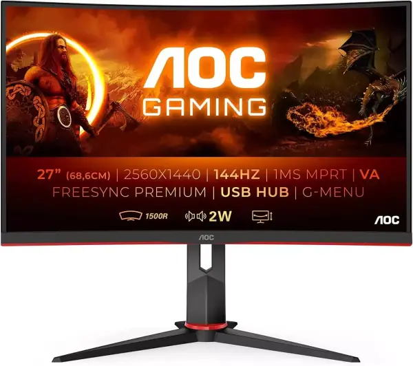 Monitor 27" Curvo AOC Gaming QuadHD 144Hz Monitor 27" Curvo AOC Gaming QuadHD 144Hz
