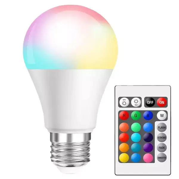 Bombilla LED RGB E27 con control remoto Bombilla LED RGB E27 con control remoto