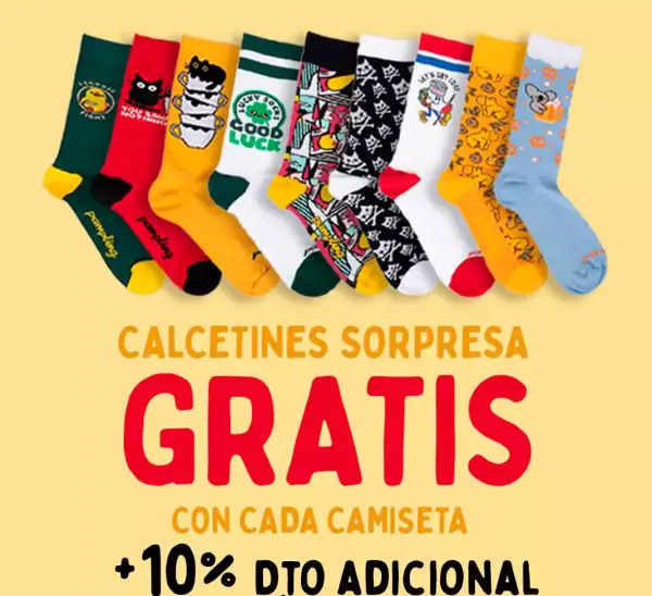 10% Dto. sin mínimo + calcetines gratis con cada camiseta en Pampling 10% Dto. sin mínimo + calcetines gratis con cada camiseta en Pampling