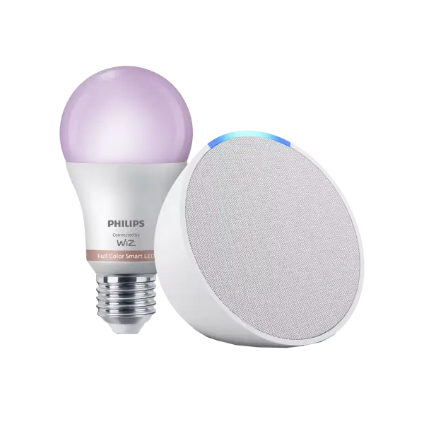 Pack Echo Pop + Bombilla inteligente Philips Smart LED 8,5 W Pack Echo Pop + Bombilla inteligente Philips Smart LED 8,5 W