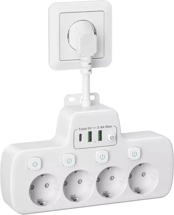 Regleta 4 Tomas + 2 USB + USB-C Regleta 4 Tomas + 2 USB + USB-C