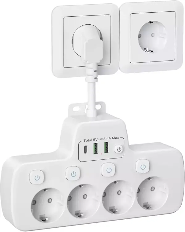 Regleta 4 Tomas + 2 USB + USB-C Regleta 4 Tomas + 2 USB + USB-C
