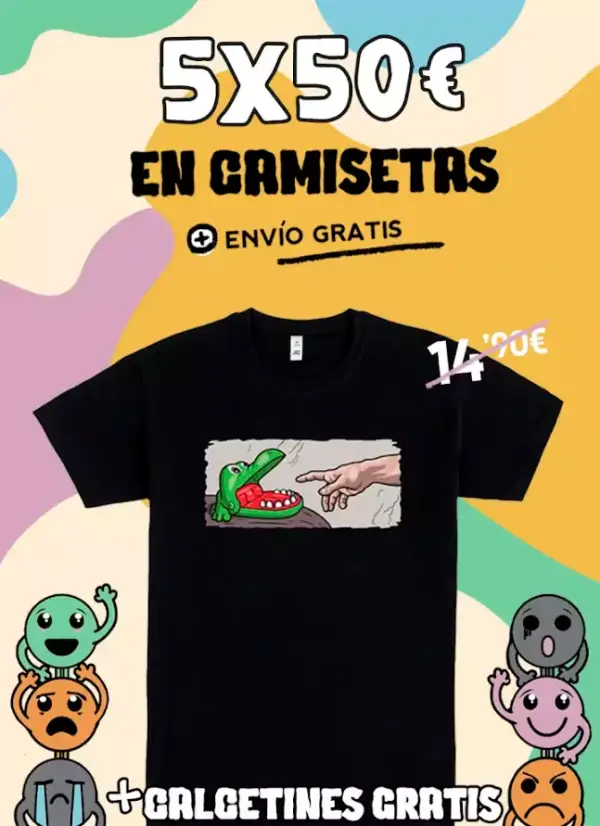 5 Camisetas a elegir (con calcetines y envío GRATIS) 5 Camisetas a elegir (con calcetines y envío GRATIS)