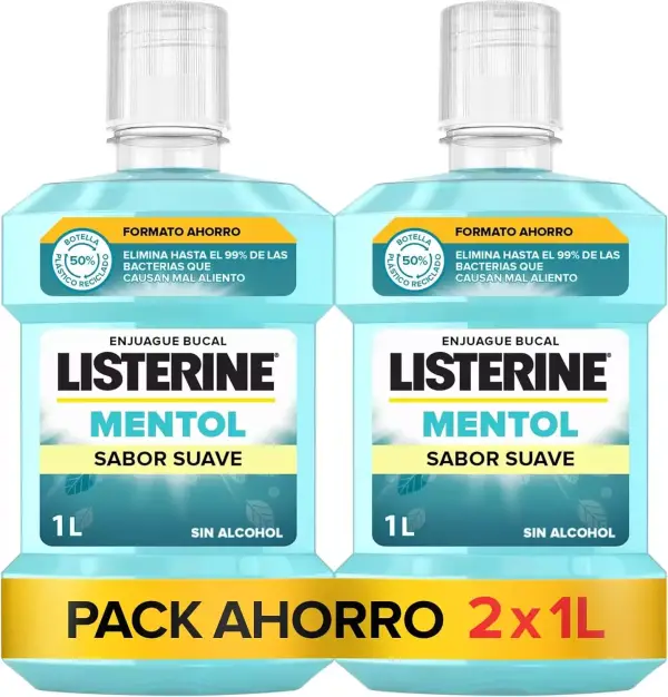 2x 1L Listerine Mentol suave 2x 1L Listerine Mentol suave
