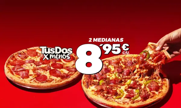 2 Pizzas medianas a domicilio en Telepizza 2 Pizzas medianas a domicilio en Telepizza