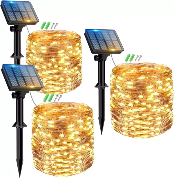 3x Luz solar LED Guirnalda 12M 3x Luz solar LED Guirnalda 12M
