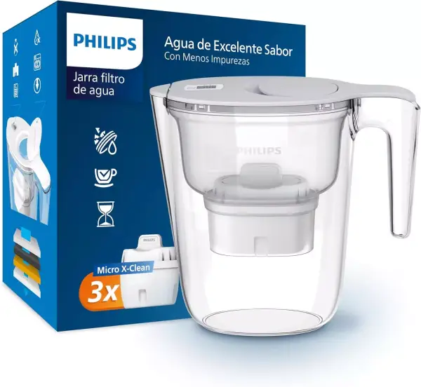 Jarra con filtro de agua Philips + 3 cartuchos Jarra con filtro de agua Philips + 3 cartuchos