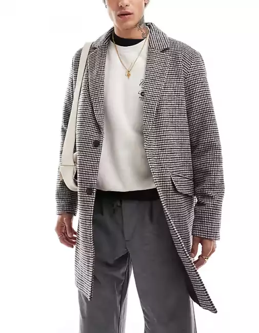 Abrigo marrón a cuadros Jack & Jones Abrigo marrón a cuadros Jack & Jones