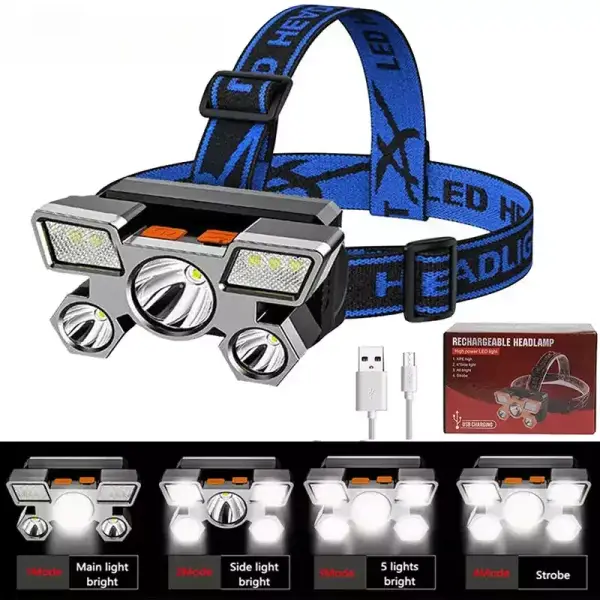 Linterna frontal portátil recargable por USB Linterna frontal portátil recargable por USB