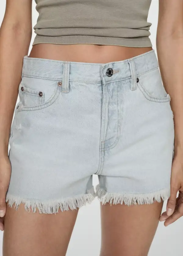 Shorts vaqueros bajo deshilachado Shorts vaqueros bajo deshilachado