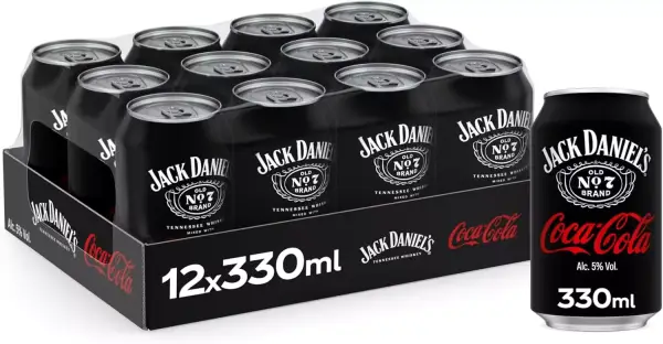 12x 250ml Latas de Coca-Cola y Jack Daniel's 12x 250ml Latas de Coca-Cola y Jack Daniel's