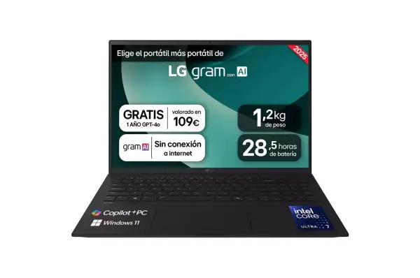 Portátil LG gram 16" Lunar Lake 16GB+1TB 22.5h Portátil LG gram 16" Lunar Lake 16GB+1TB 22.5h