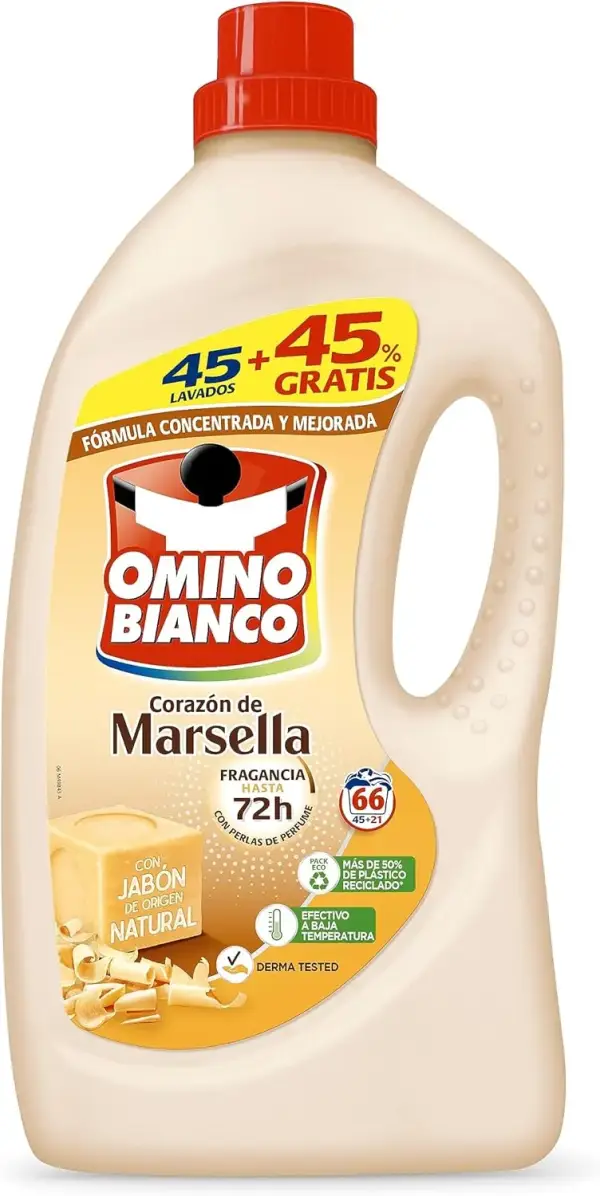2640ml Detergente Líquido Marsella 45 Dosis Omino Bianco 2640ml Detergente Líquido Marsella 45 Dosis Omino Bianco