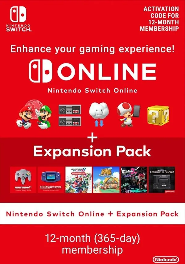 Suscripción 12 Meses Nintendo Switch Online + Expansión Suscripción 12 Meses Nintendo Switch Online + Expansión