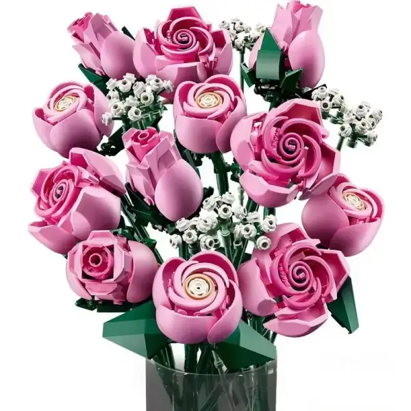 Bloques de construcción Ramo de Rosas Rosadas Bloques de construcción Ramo de Rosas Rosadas