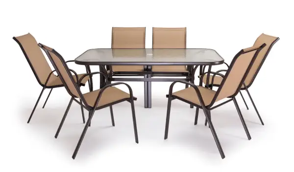Mesa de Cristal Templado HC + 6 Sillas. Mesa de Cristal Templado HC + 6 Sillas.