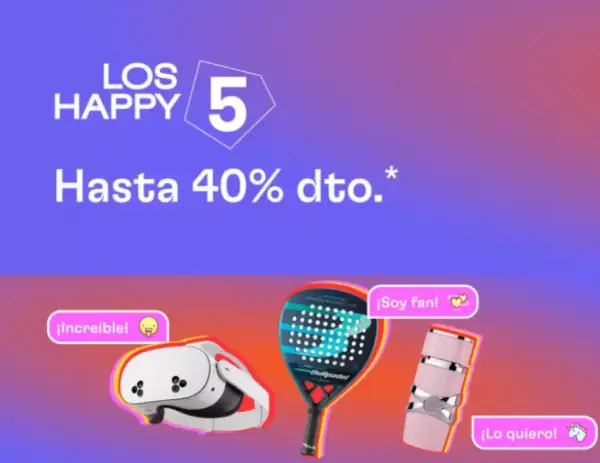 Hasta 40% dto. + Cupones Los Happy 5 en Miravia Hasta 40% dto. + Cupones Los Happy 5 en Miravia