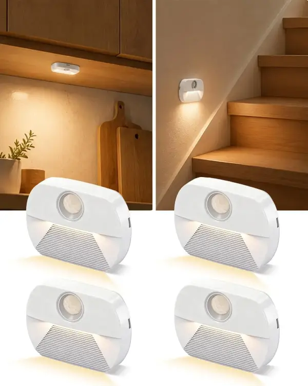 4x Luz nocturna LED con detector de movimiento 4x Luz nocturna LED con detector de movimiento