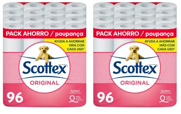 2x 96 Rollos de Papel Higiénico Scottex Original 2x 96 Rollos de Papel Higiénico Scottex Original