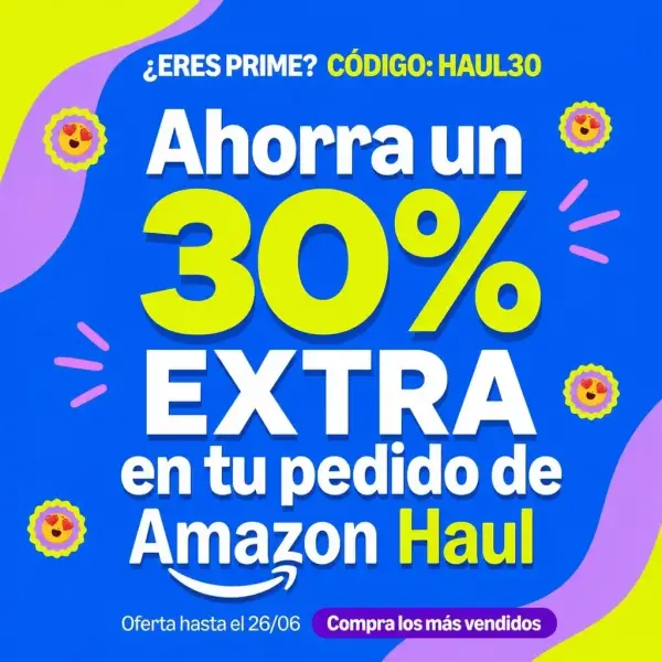 30% EXTRA en Amazon Haul + Selección por -2€ 30% EXTRA en Amazon Haul + Selección por -2€