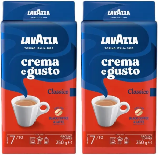2x 250 g Café Molido Natural Lavazza Crema e Gusto Classico 2x 250 g Café Molido Natural Lavazza Crema e Gusto Classico
